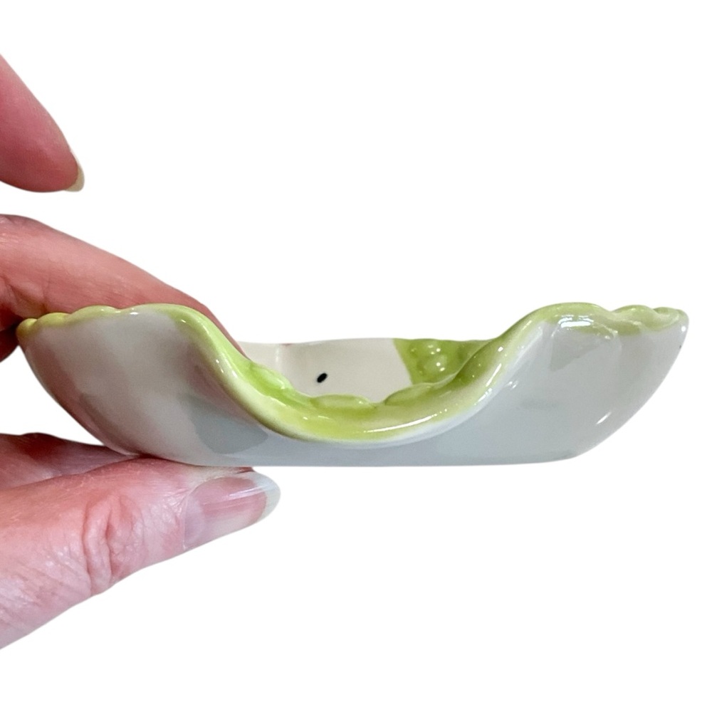 VTG Pier 1 Hedgehog Dish Spoon Rest Ceramic Lime Green Discontinued Kitschy Cute - Picture 6 of 7
